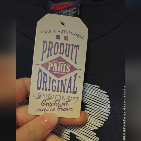 Paris Eiffel Tower T-shirt Adult S - purchased in Paris - Navy and White - Picture 2 of 5